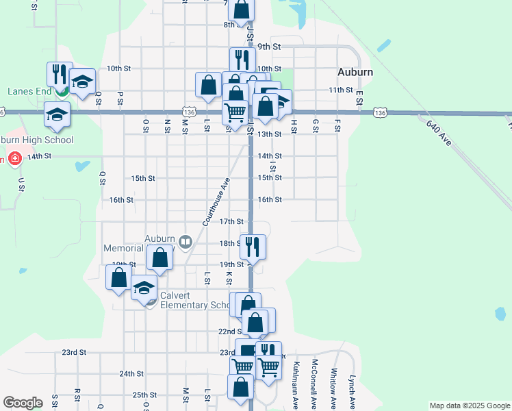 map of restaurants, bars, coffee shops, grocery stores, and more near 919 16th Street in Auburn