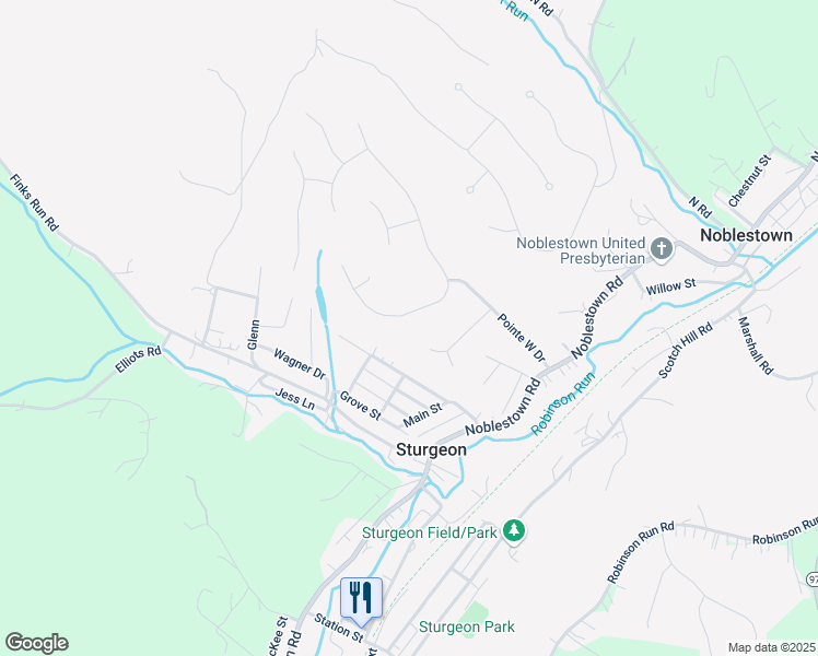 map of restaurants, bars, coffee shops, grocery stores, and more near 933 Fairfield Lane in McDonald