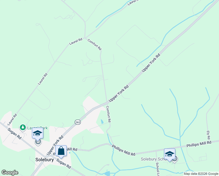 map of restaurants, bars, coffee shops, grocery stores, and more near 3014 Comfort Road in New Hope