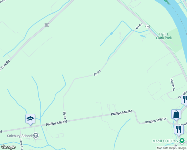 map of restaurants, bars, coffee shops, grocery stores, and more near 6992 Ely Road in New Hope