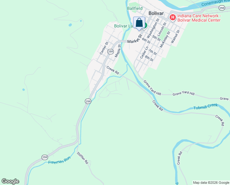 map of restaurants, bars, coffee shops, grocery stores, and more near 245 Johnston Street in Bolivar