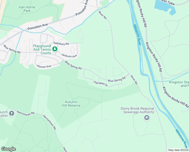 map of restaurants, bars, coffee shops, grocery stores, and more near 40 A Roxbury Court in Princeton