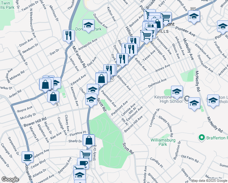 map of restaurants, bars, coffee shops, grocery stores, and more near 3236 Gaylord Avenue in Pittsburgh