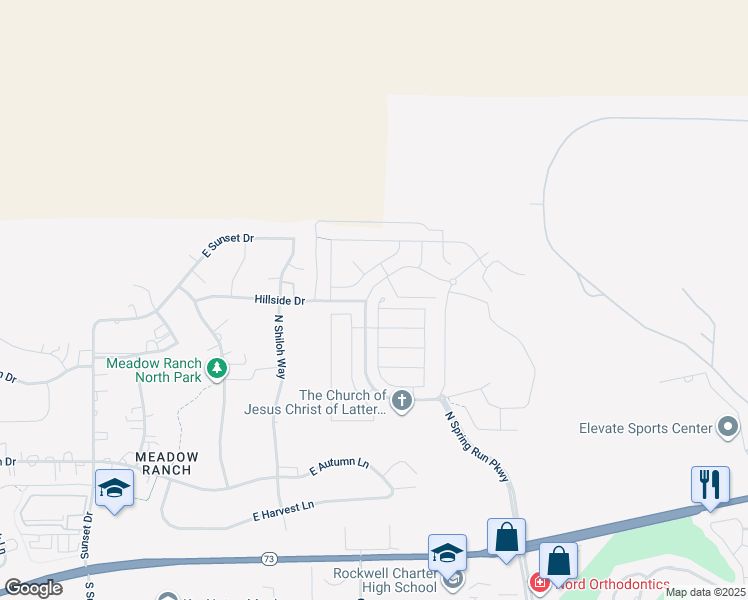 map of restaurants, bars, coffee shops, grocery stores, and more near 9819 Bridge Street in Eagle Mountain