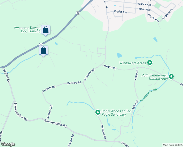 map of restaurants, bars, coffee shops, grocery stores, and more near 156 Antietam Road in Temple