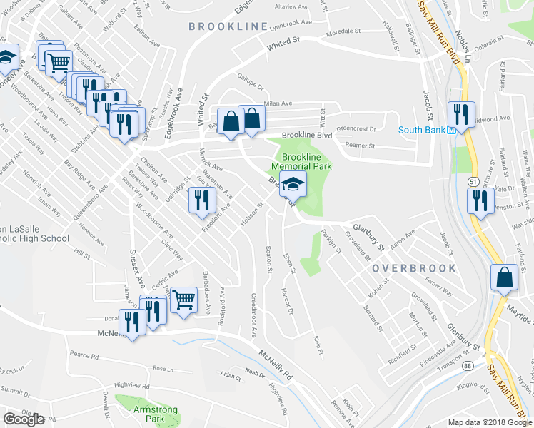 map of restaurants, bars, coffee shops, grocery stores, and more near 1619 Seaton Street in Pittsburgh