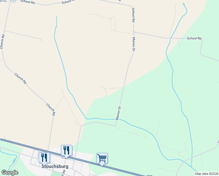 map of restaurants, bars, coffee shops, grocery stores, and more near 660 Marion Drive in Womelsdorf