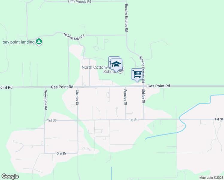 map of restaurants, bars, coffee shops, grocery stores, and more near 19883 Gas Point Road in Cottonwood