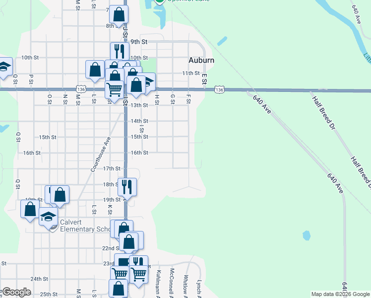 map of restaurants, bars, coffee shops, grocery stores, and more near 602 16th Street in Auburn