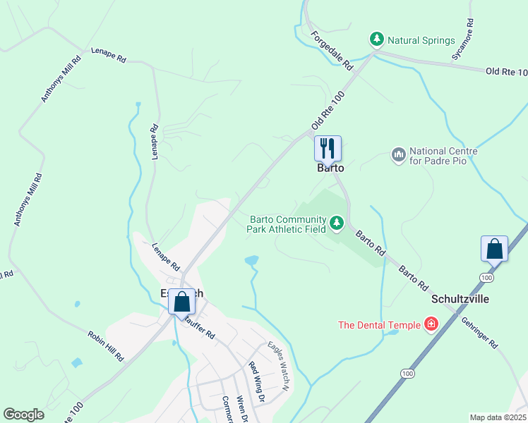 map of restaurants, bars, coffee shops, grocery stores, and more near 48 Sugar Maple Road in Barto