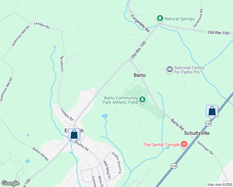 map of restaurants, bars, coffee shops, grocery stores, and more near 84 Sugar Maple Road in Barto