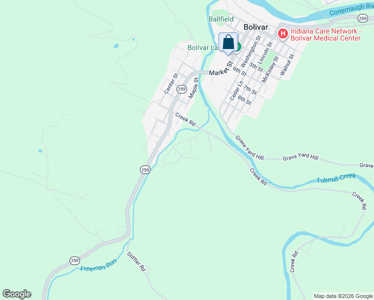 map of restaurants, bars, coffee shops, grocery stores, and more near 245 Johnston St in Bolivar