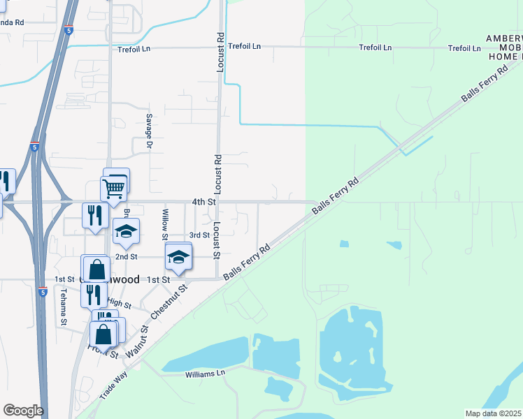 map of restaurants, bars, coffee shops, grocery stores, and more near 21097 4th Street in Cottonwood