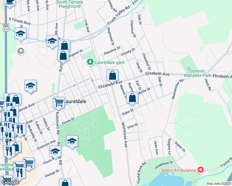map of restaurants, bars, coffee shops, grocery stores, and more near 3347 Montrose Avenue in Reading