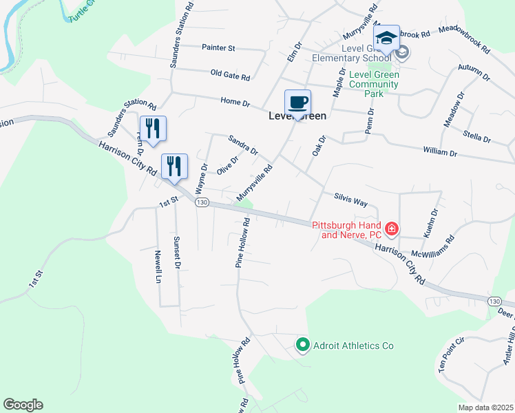 map of restaurants, bars, coffee shops, grocery stores, and more near 708 Pennsylvania 130 in Trafford