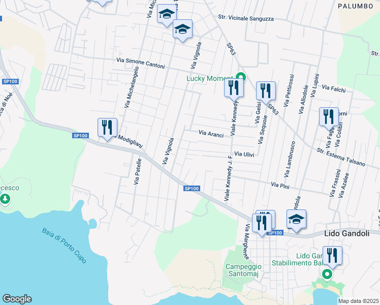 map of restaurants, bars, coffee shops, grocery stores, and more near 518 Via Ulivi in Leporano Marina