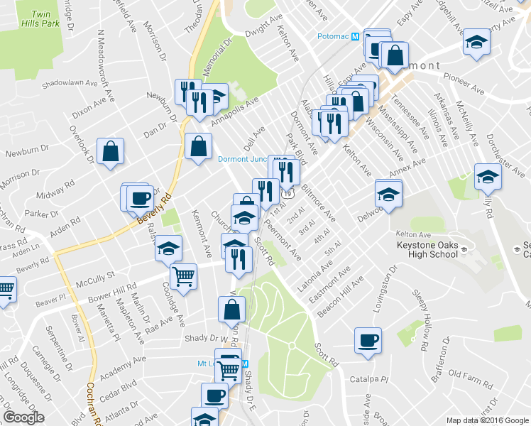 map of restaurants, bars, coffee shops, grocery stores, and more near 3258 Wainbell Avenue in Pittsburgh