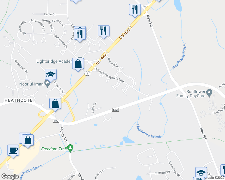 map of restaurants, bars, coffee shops, grocery stores, and more near 3283 Cypress Court in South Brunswick Township