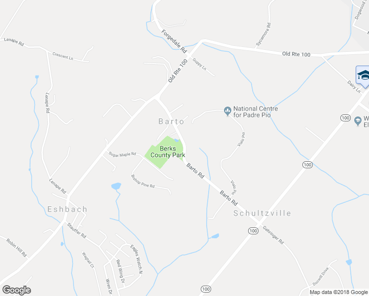 map of restaurants, bars, coffee shops, grocery stores, and more near Barto Road in Barto