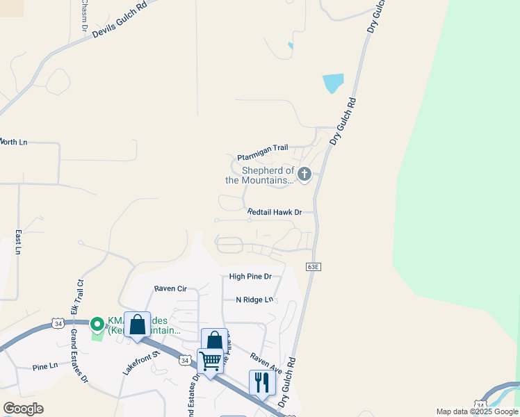 map of restaurants, bars, coffee shops, grocery stores, and more near 1739 Redtail Hawk Drive in Estes Park