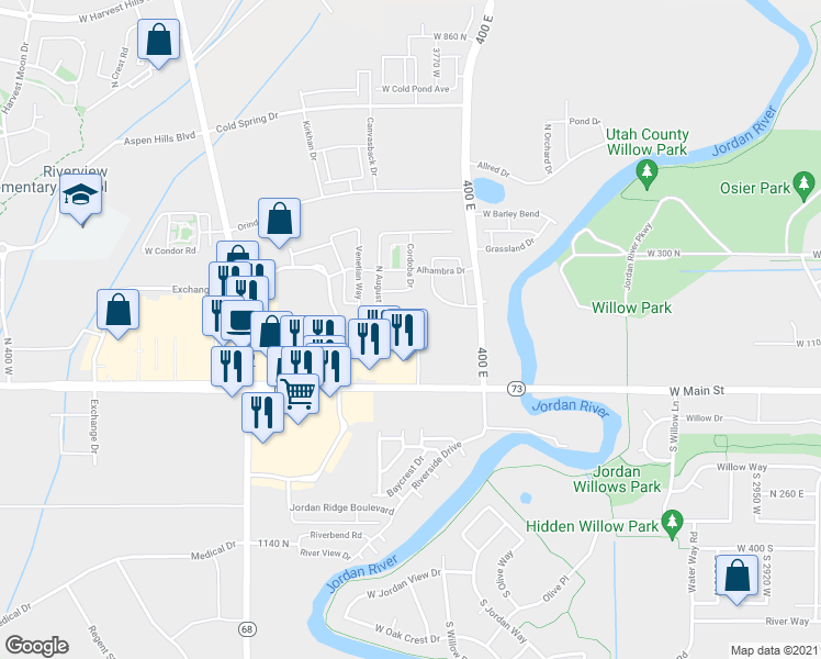 map of restaurants, bars, coffee shops, grocery stores, and more near 1496 North June Street in Saratoga Springs
