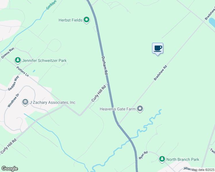 map of restaurants, bars, coffee shops, grocery stores, and more near 5090 Durham Road in Pipersville