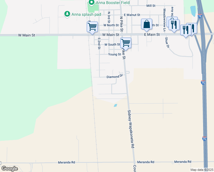 map of restaurants, bars, coffee shops, grocery stores, and more near 207 Sapphire Street in Anna