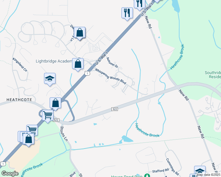 map of restaurants, bars, coffee shops, grocery stores, and more near 3262 Cypress Court in South Brunswick Township