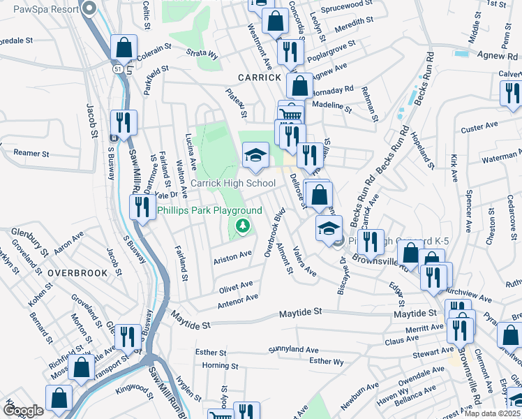 map of restaurants, bars, coffee shops, grocery stores, and more near 2256 Almont Street in Pittsburgh