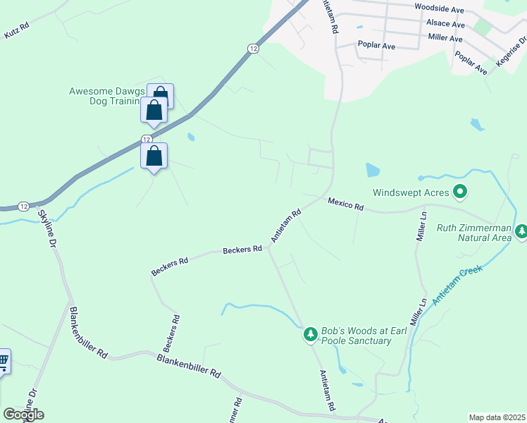 map of restaurants, bars, coffee shops, grocery stores, and more near 156 Antietam Road in Temple