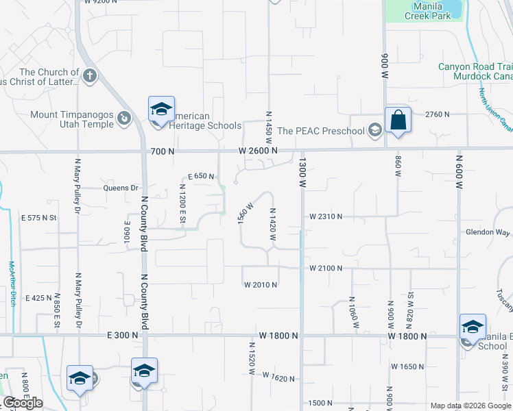 map of restaurants, bars, coffee shops, grocery stores, and more near 2352 1560 West in Pleasant Grove