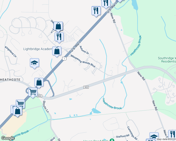 map of restaurants, bars, coffee shops, grocery stores, and more near 3283 Cypress Court in South Brunswick Township