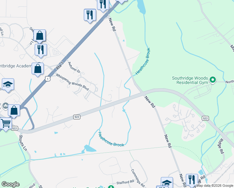 map of restaurants, bars, coffee shops, grocery stores, and more near 5091 Beech Court in South Brunswick Township