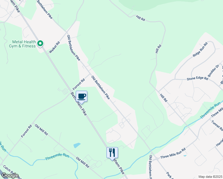 map of restaurants, bars, coffee shops, grocery stores, and more near 1921 Old Bethlehem Pike in Sellersville