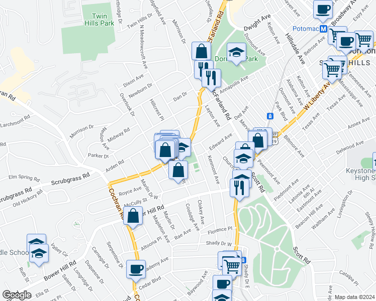 map of restaurants, bars, coffee shops, grocery stores, and more near 60 North Meadowcroft Avenue in Pittsburgh