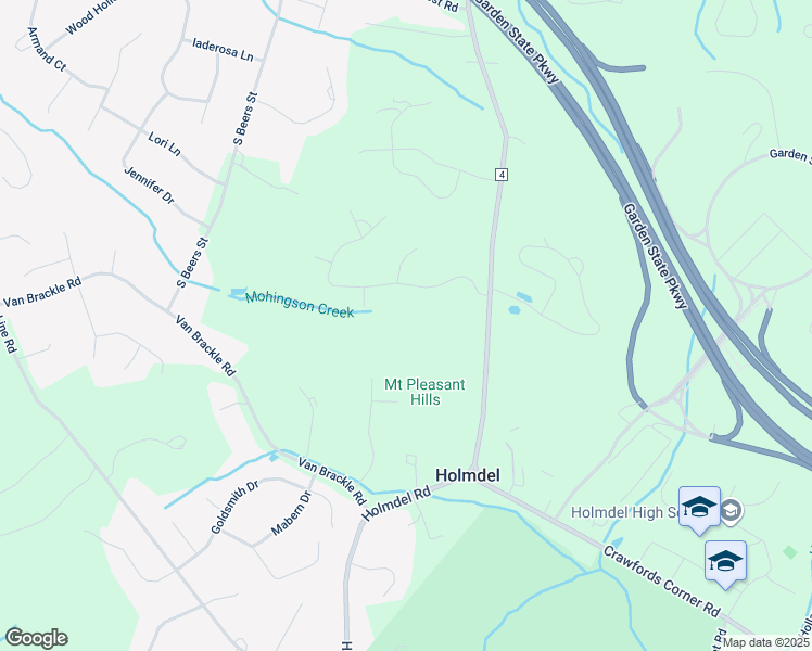 map of restaurants, bars, coffee shops, grocery stores, and more near 1 Davey Place in Holmdel
