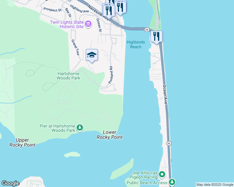 map of restaurants, bars, coffee shops, grocery stores, and more near 200 Portland Road in Highlands