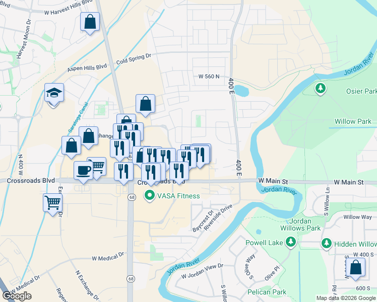 map of restaurants, bars, coffee shops, grocery stores, and more near 1511 North August Drive in Lehi