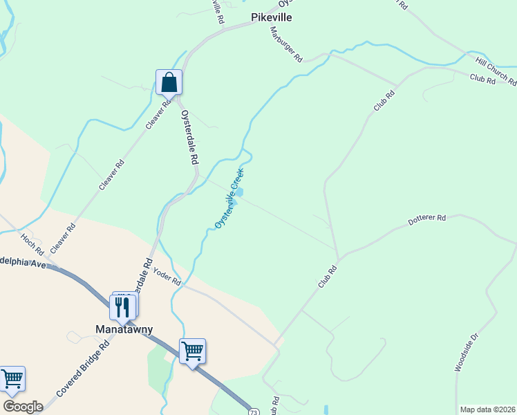 map of restaurants, bars, coffee shops, grocery stores, and more near 9 Miller Lane in Oley