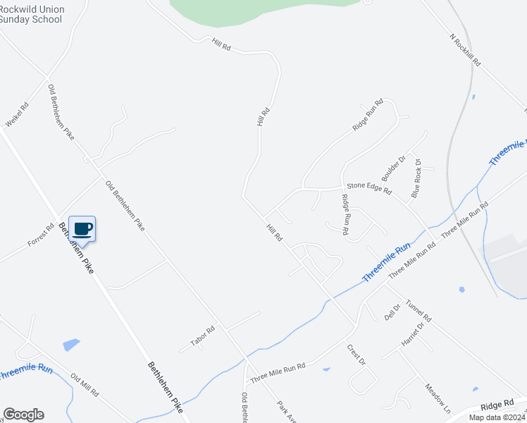 map of restaurants, bars, coffee shops, grocery stores, and more near 59 Stone Edge Road in Sellersville