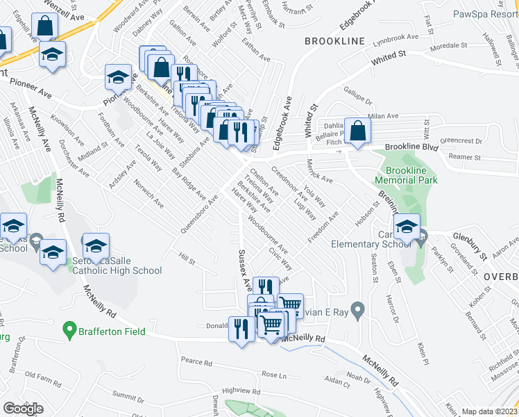 map of restaurants, bars, coffee shops, grocery stores, and more near 1133 Woodbourne Avenue in Pittsburgh