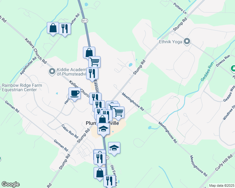 map of restaurants, bars, coffee shops, grocery stores, and more near 5087 Stump Road in Pipersville