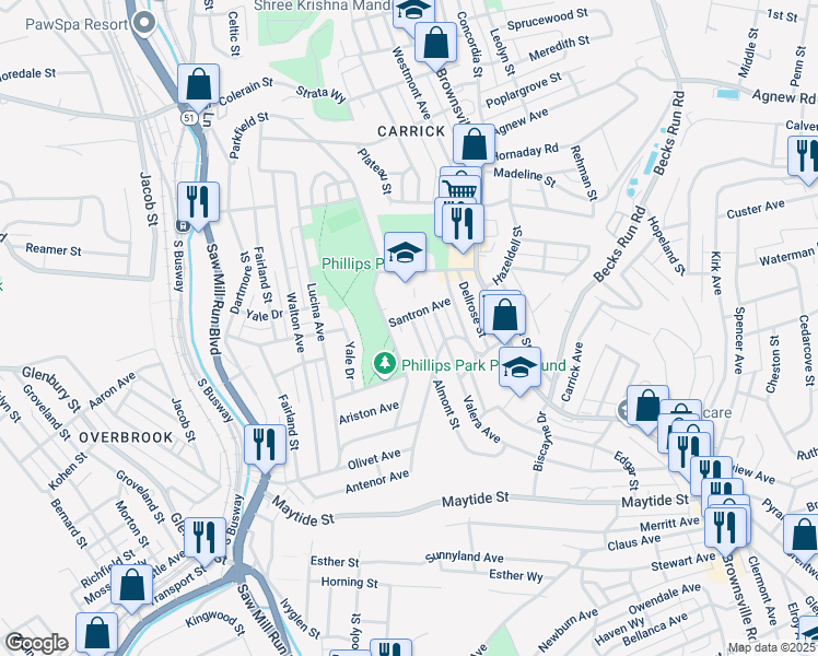 map of restaurants, bars, coffee shops, grocery stores, and more near 2248 Almont Street in Pittsburgh