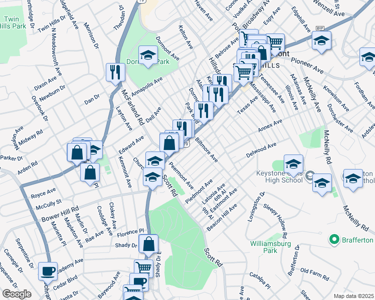 map of restaurants, bars, coffee shops, grocery stores, and more near 3236 Gaylord Avenue in Pittsburgh