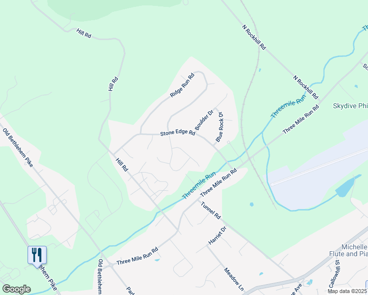 map of restaurants, bars, coffee shops, grocery stores, and more near 107 Woodbridge Court in Sellersville
