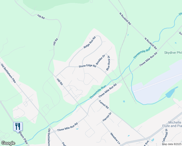map of restaurants, bars, coffee shops, grocery stores, and more near 107 Woodbridge Court in Sellersville