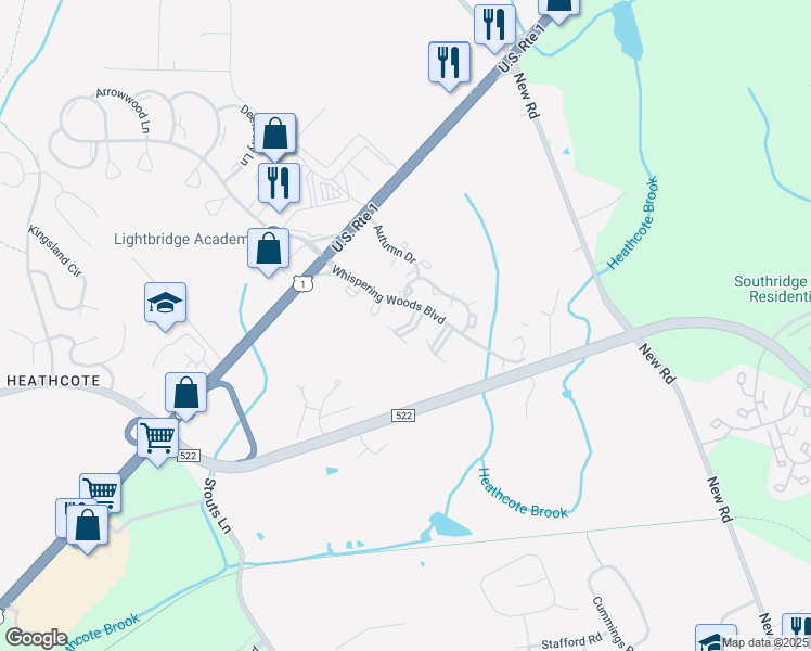 map of restaurants, bars, coffee shops, grocery stores, and more near Cypress Court in South Brunswick Township