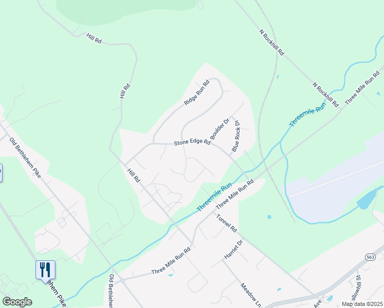 map of restaurants, bars, coffee shops, grocery stores, and more near 103 Woodbridge Court in Sellersville