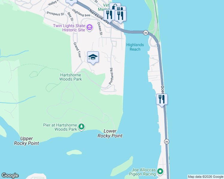 map of restaurants, bars, coffee shops, grocery stores, and more near 200 Portland Road in Highlands