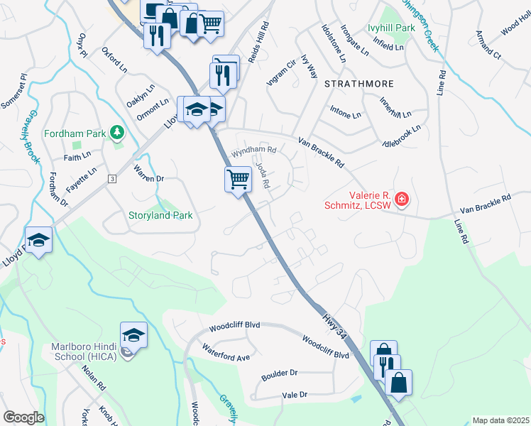 map of restaurants, bars, coffee shops, grocery stores, and more near 306 Gloucester Court in Matawan